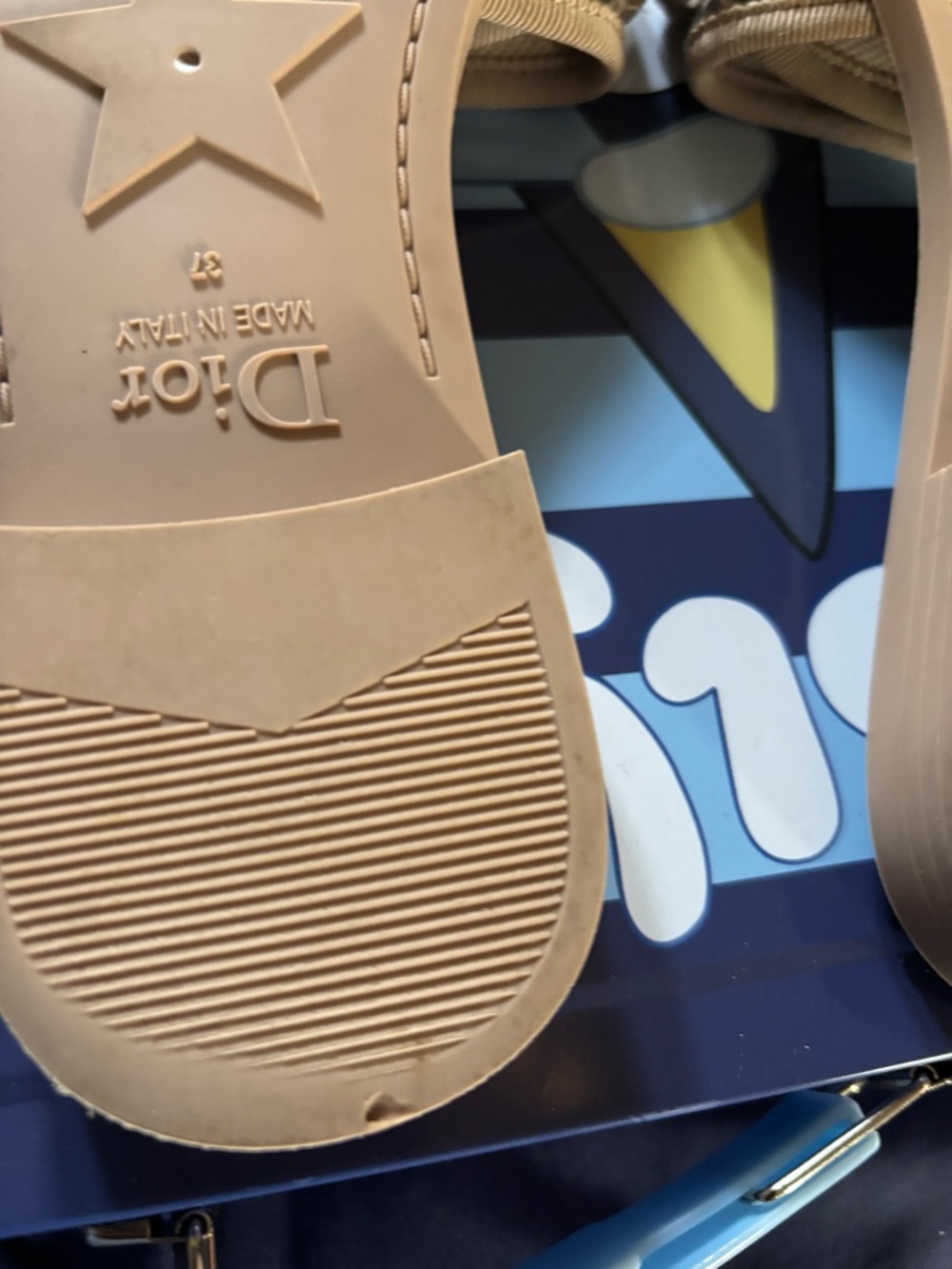 Dior Beige Logo Slide Sandals - Picture 4 of 8